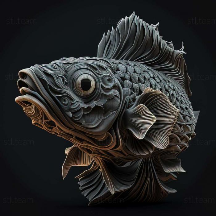 3D model Black barbus fish (STL)